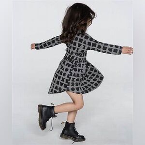 NWT Huxbaby Mini-malist Gray/Black Logo Spell-Out Dress Size 1 (12-18 Months)